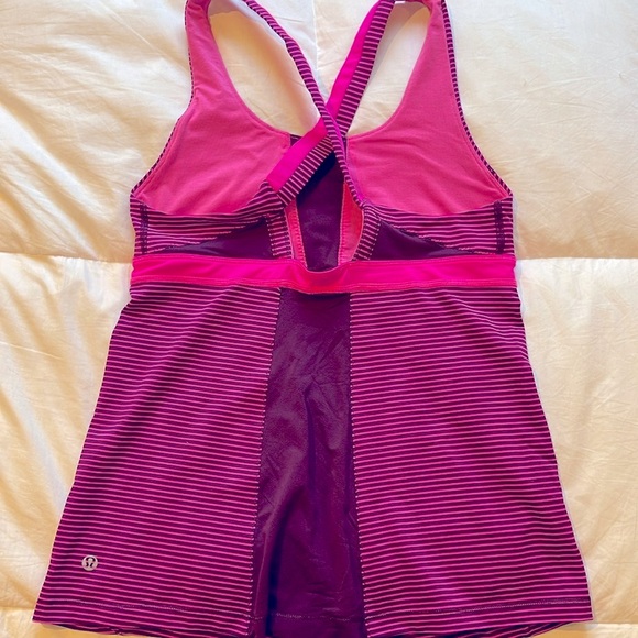 Lululemon Stuff Your Bra Tank Top II in Hyper Stripe Raspberry Glo Light Size 8 - Picture 4 of 10